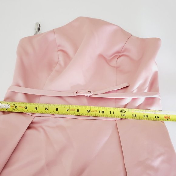 GATHER & GOWN Pink Satin Bridesmaid Formal A-Line Dress - Picture 13 of 15
